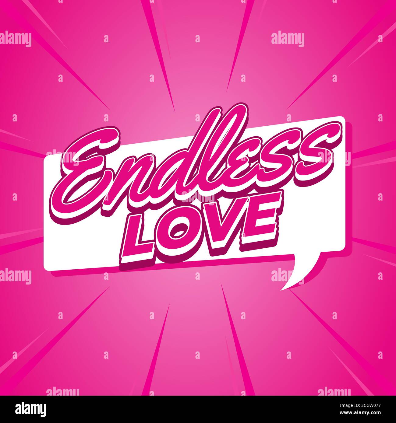 Vivace design rosa Love text con audace tipografia retrò, perfetto per temi romantici e decorazioni di San Valentino Illustrazione Vettoriale