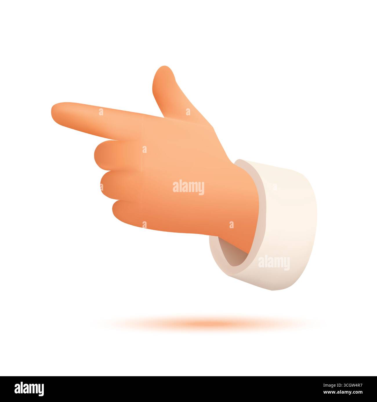 Mano umana in una manica rivolta verso sinistra. Moderna icona vettoriale per interfaccia, design, emoji, app o uso Web. Illustrazione 3D. Illustrazione Vettoriale