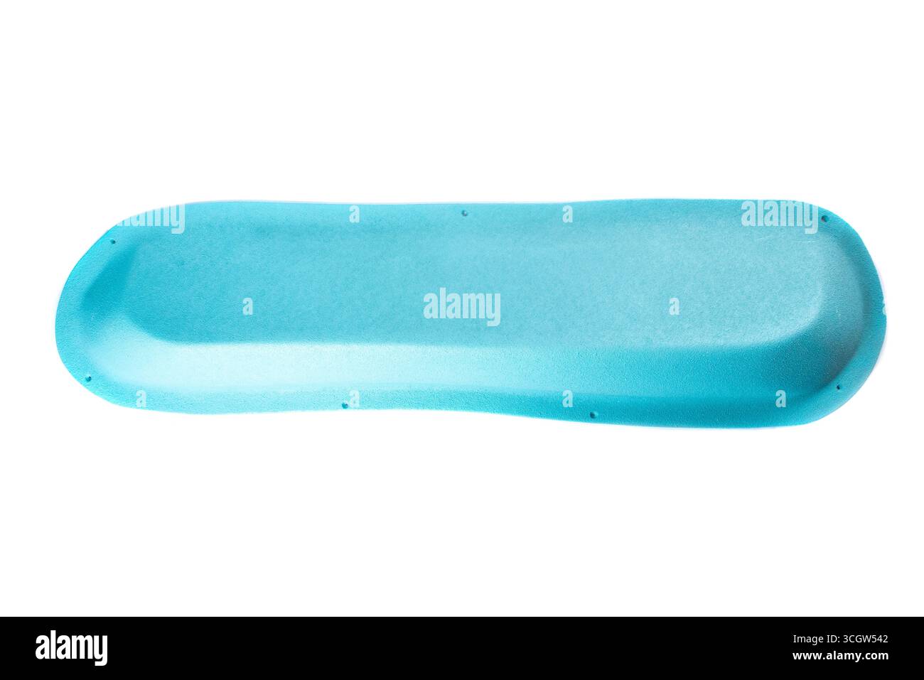 Presa per arrampicata blu con superficie liscia e ruvida, progettata per l'allenamento su pareti per arrampicata interne ed esterne e percorsi di bouldering. Foto Stock