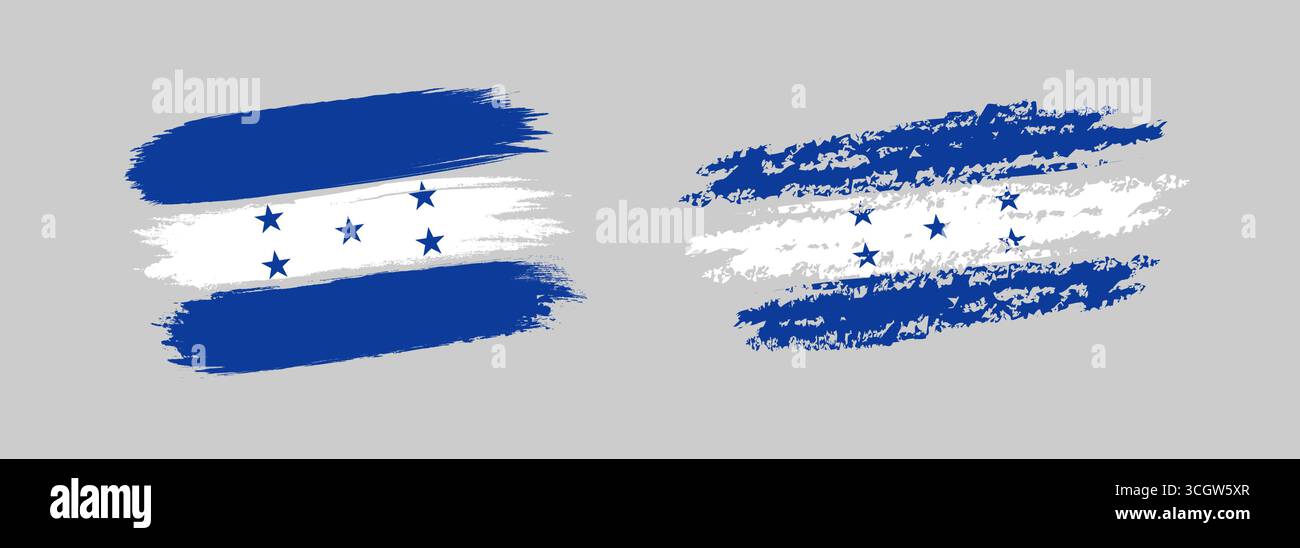 Bandiera dell'Honduras disegnata con gesso e pennello. Set clip art Illustrazione Vettoriale
