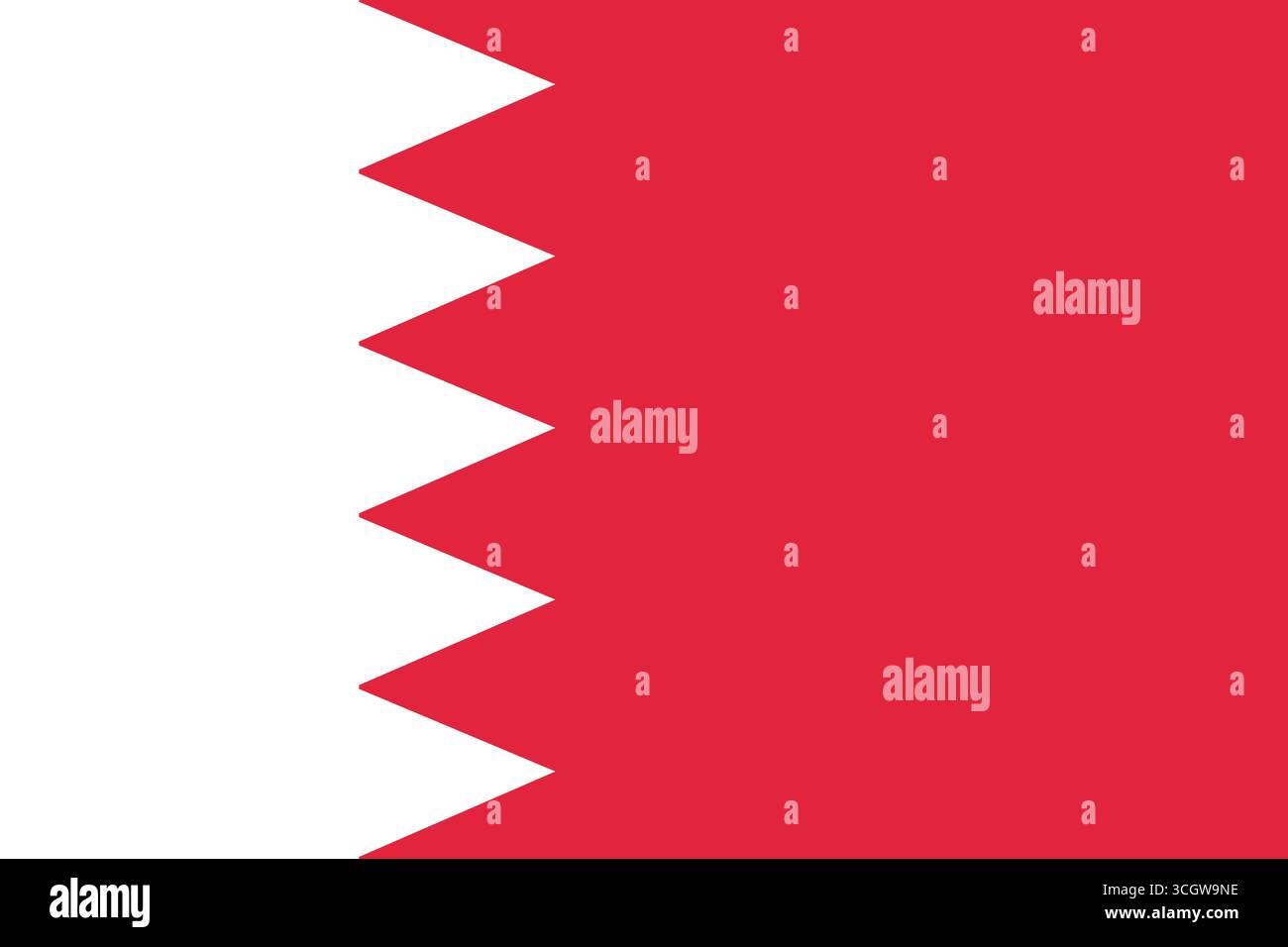 Vettore nazionale di bandiera del Bahrein. Illustrazione piatta modificabile della bandiera del Bahrein. Perfetto per uso culturale, educativo e internazionale. Illustrazione Vettoriale