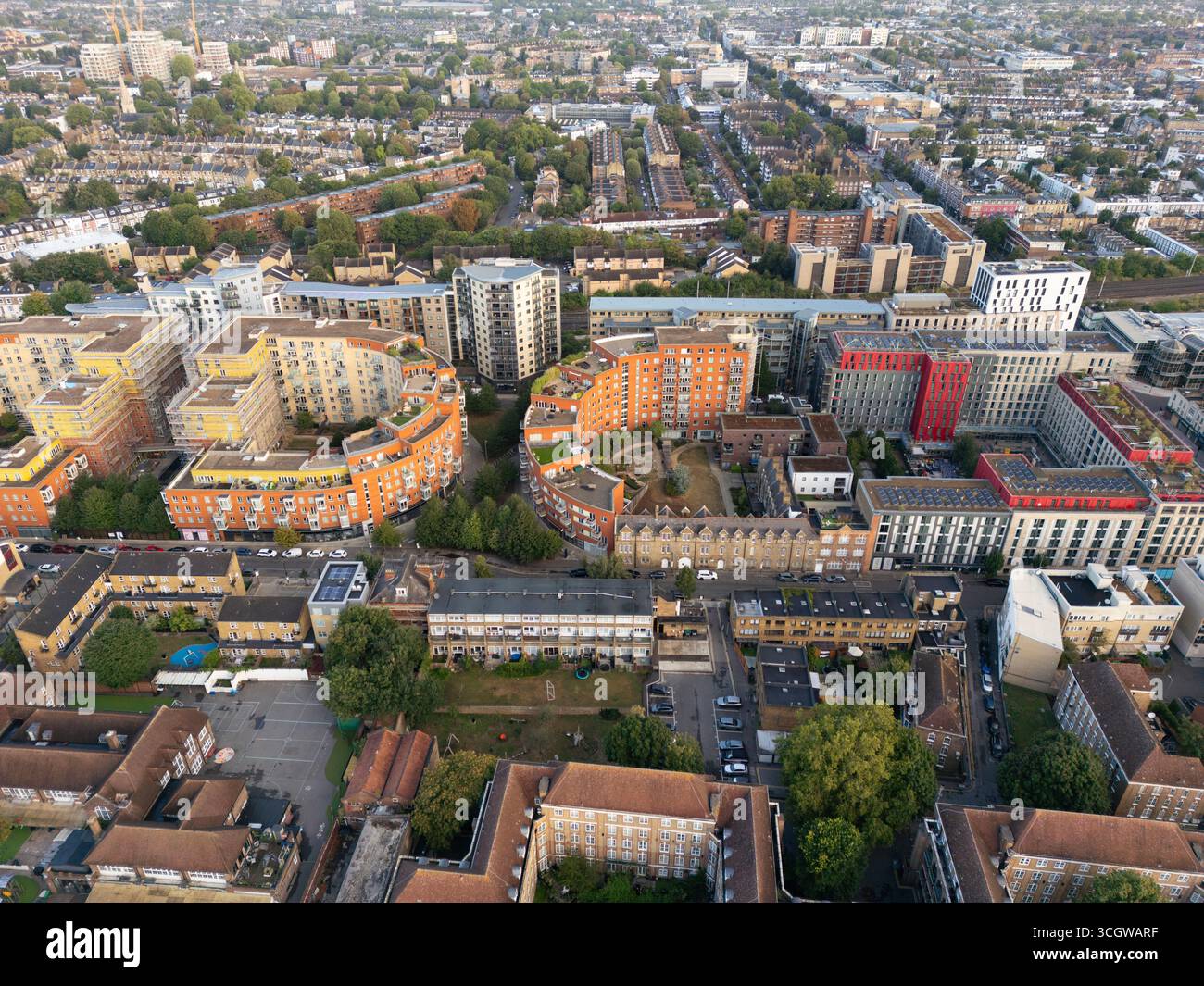 Vista aerea di Hornsey Street, Holloway Road a Londra, Regno Unito Foto Stock