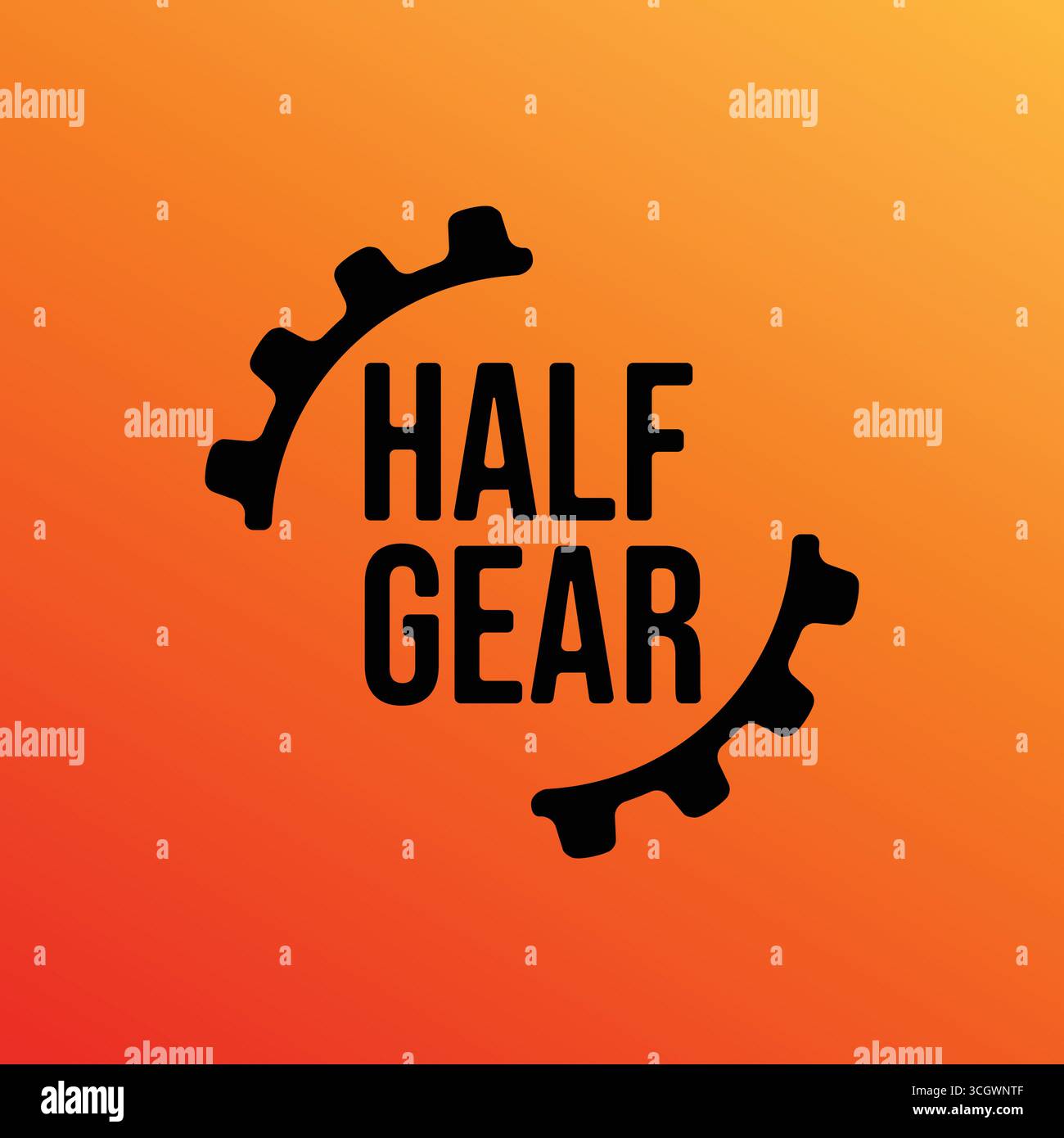 concetto di ingranaggi dentati meccanici. icona del logo astratto sull'angolo con mezzo ingranaggio. illustrazione vettoriale a un solo colore Illustrazione Vettoriale