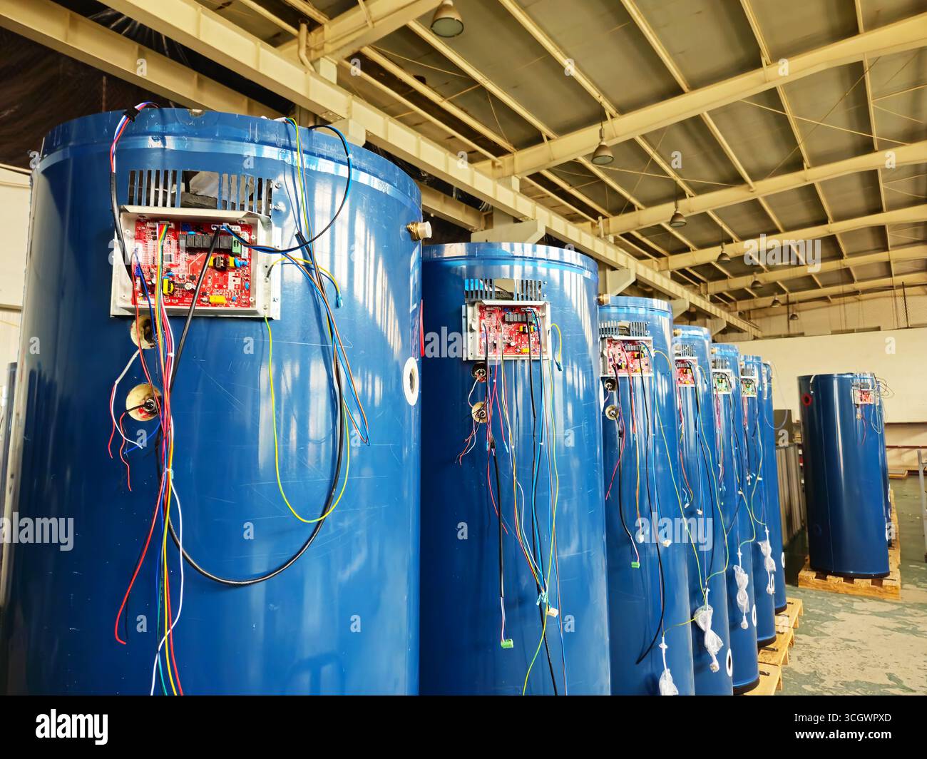 Catena di montaggio dello scaldacqua, Shandong, Cina Foto Stock