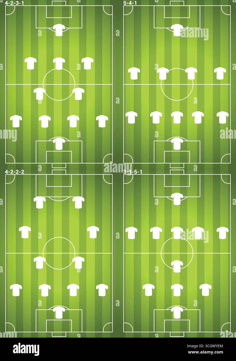 Illustrazione vettoriale della strategia di calcio di uno schizzo di un greenboard Illustrazione Vettoriale