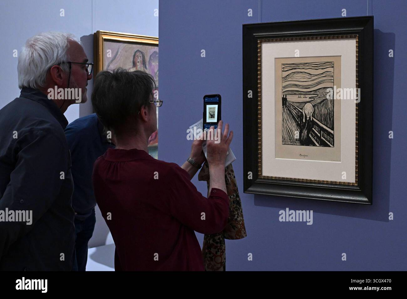 Kunst Kultur Malerei Bildende Kunst 28.08.2025 Chemnitz Kulturhauptstadt Europas 2025 Kunstsammlung am Theaterplatz - Edward Munch ANGST - Geschrei lit Foto Stock