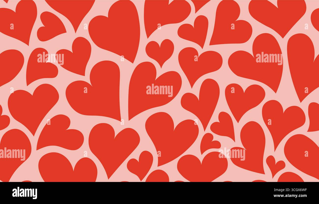 I simboli colorati del cuore si ripetono con un motivo senza cuciture. Decorazioni graziose e romantiche adatte per tessuti, carta, design digitale, progetti di San Valentino, matrimoni Illustrazione Vettoriale