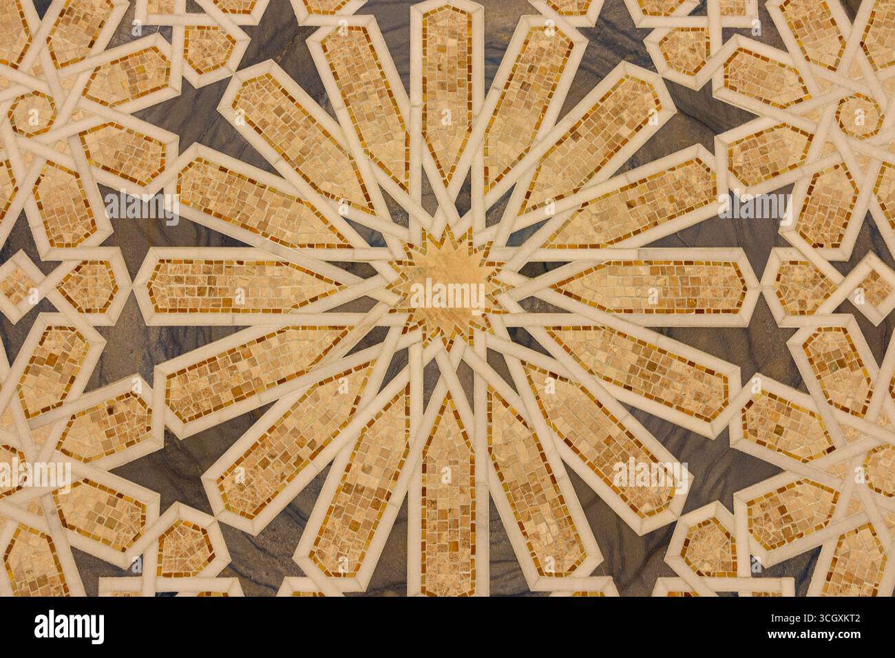 Emirati Arabi Uniti - Abu Dhabi - dettaglio Gold Star Mosaic - irradia un motivo a otto punti in pietra e vetro che riecheggia la geometria centrale del palazzo Foto Stock