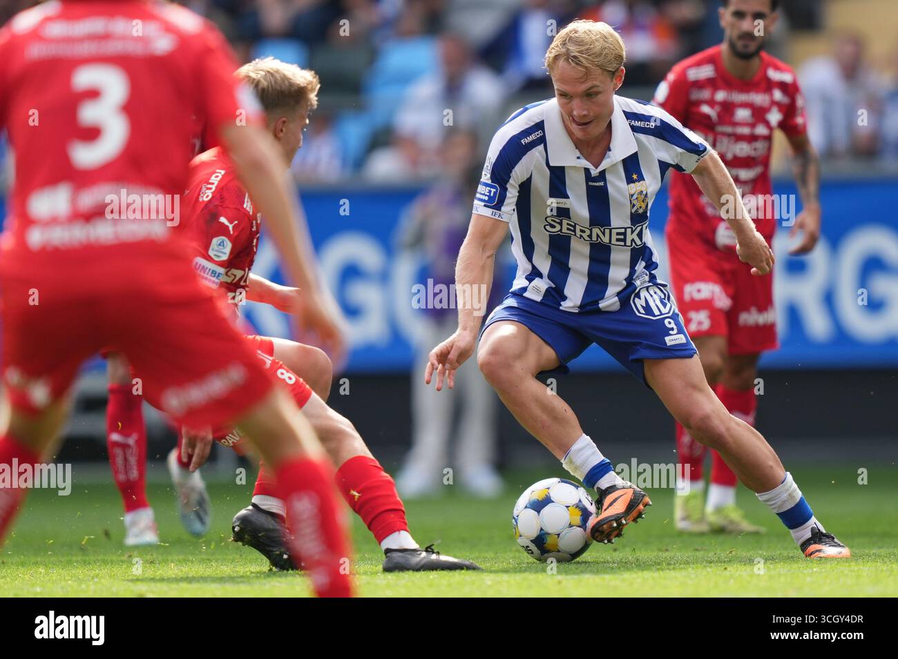 GOTHENBURG, SVEZIA 20250830Felix Eriksson di Gothenburg durante la partita di calcio Allsvenskan di sabato tra IFK Gothenburg e IFK Värnamo a Gamla Ullevi. Foto: Björn Larsson Rosvall/TT/codice 9200 credito: TT News Agency/Alamy Live News Foto Stock