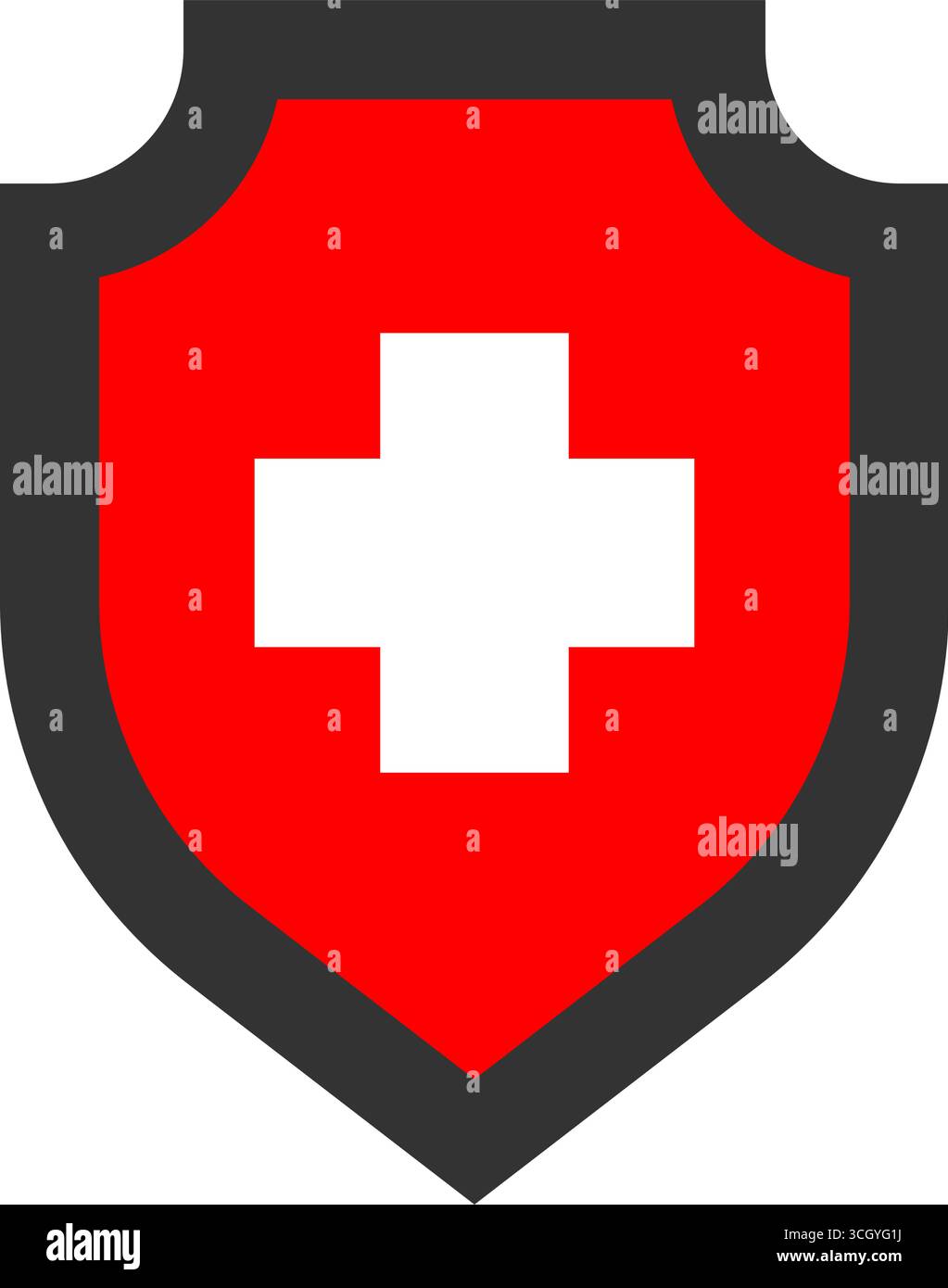 scudo medico rosso con croce bianca. Illustrazione vettoriale Illustrazione Vettoriale