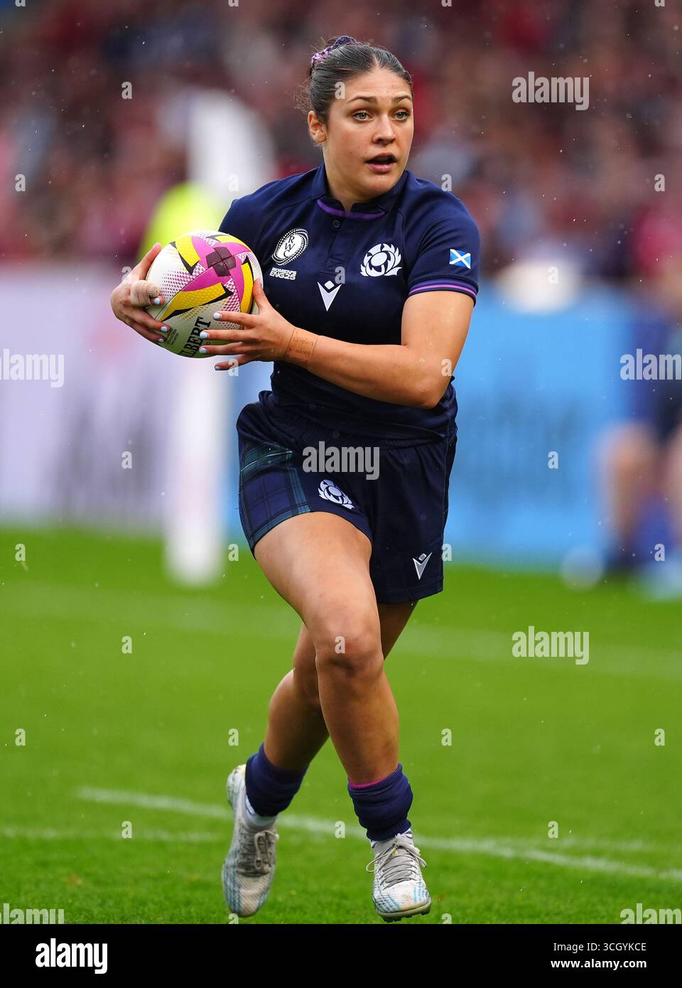 Caity Mattinson della Scozia in azione durante la partita della Coppa del mondo di rugby femminile 2025 Pool B al Salford Community Stadium. Data foto: Sabato 30 agosto 2025. Foto Stock