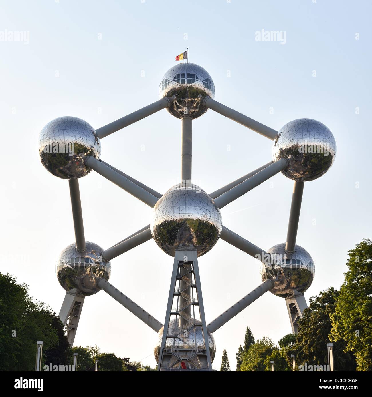 Futuristico Atomium Landmark a Bruxelles, Belgio Foto Stock