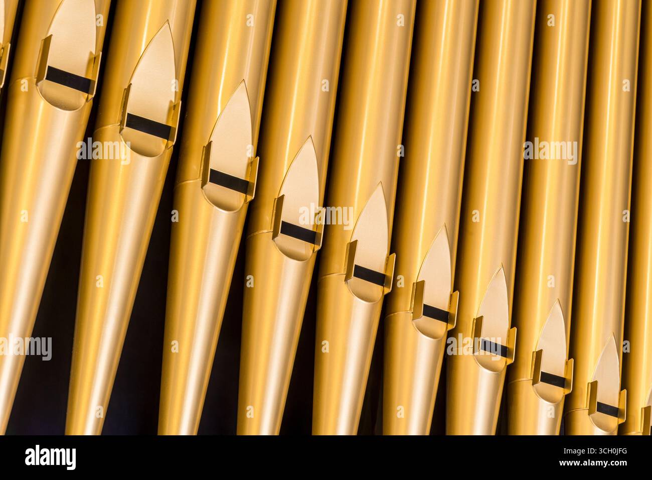 Vista dettagliata dell'organo a canne della chiesa d'oro, Tennessee USA Foto Stock