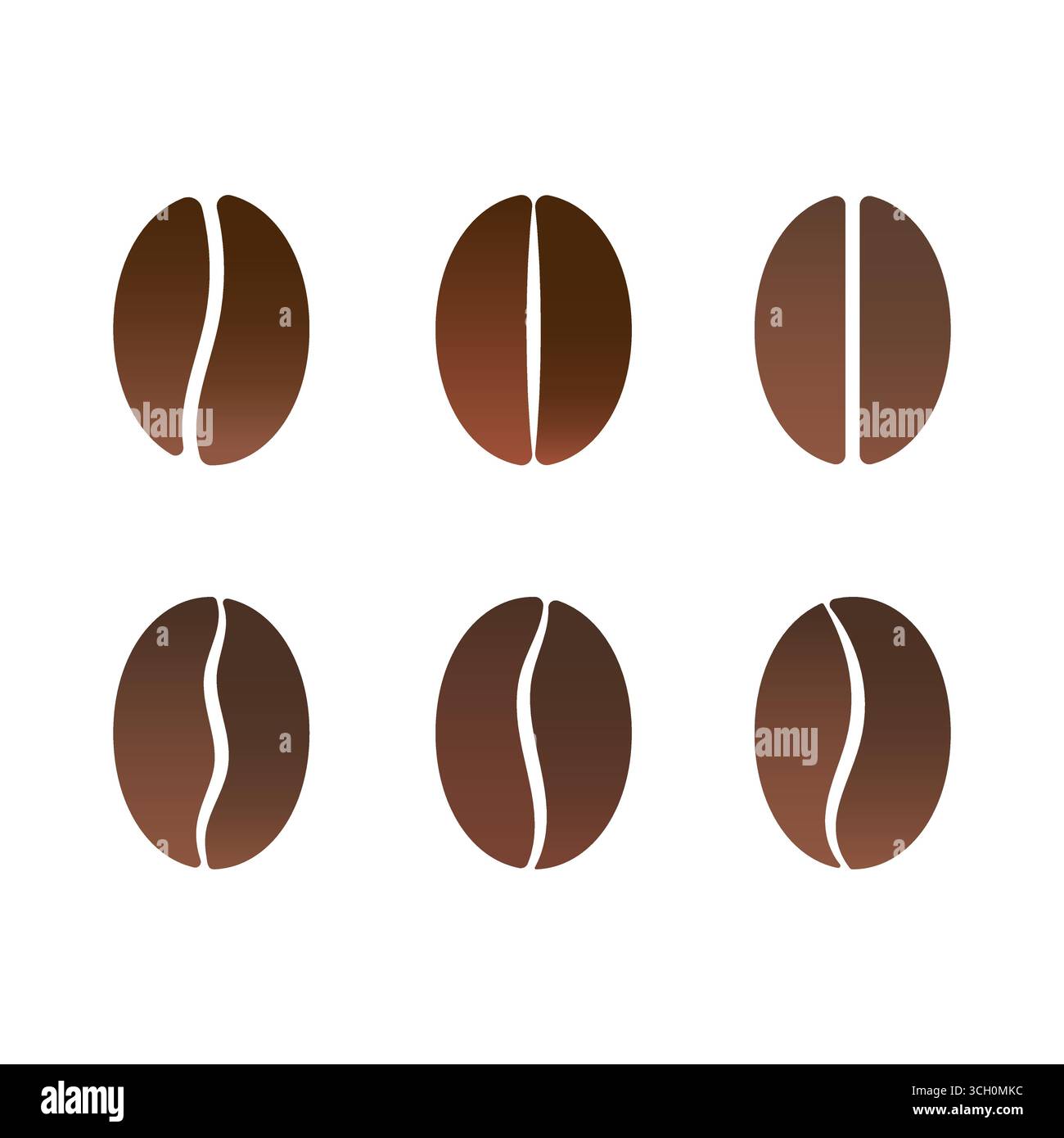 Set di chicchi di caffè. Icona Coffee Bean isolata su sfondo bianco. Illustrazione vettoriale Illustrazione Vettoriale