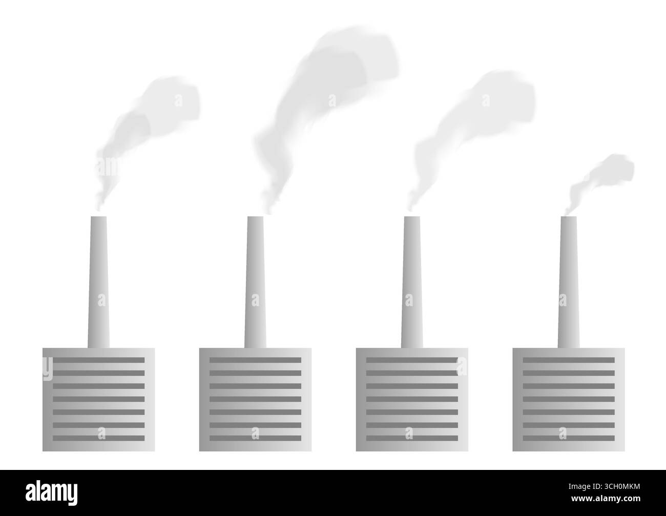 Impianti industriali o centrali elettriche industriali con fumo. Inquinamento atmosferico causato da una fabbrica industriale. Illustrazione vettoriale. Illustrazione Vettoriale