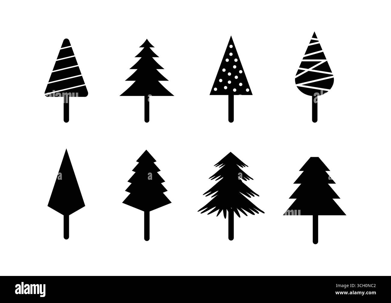 Collezione di alberi di Natale. Set di albero di Natale. Illustrazione vettoriale. Illustrazione Vettoriale