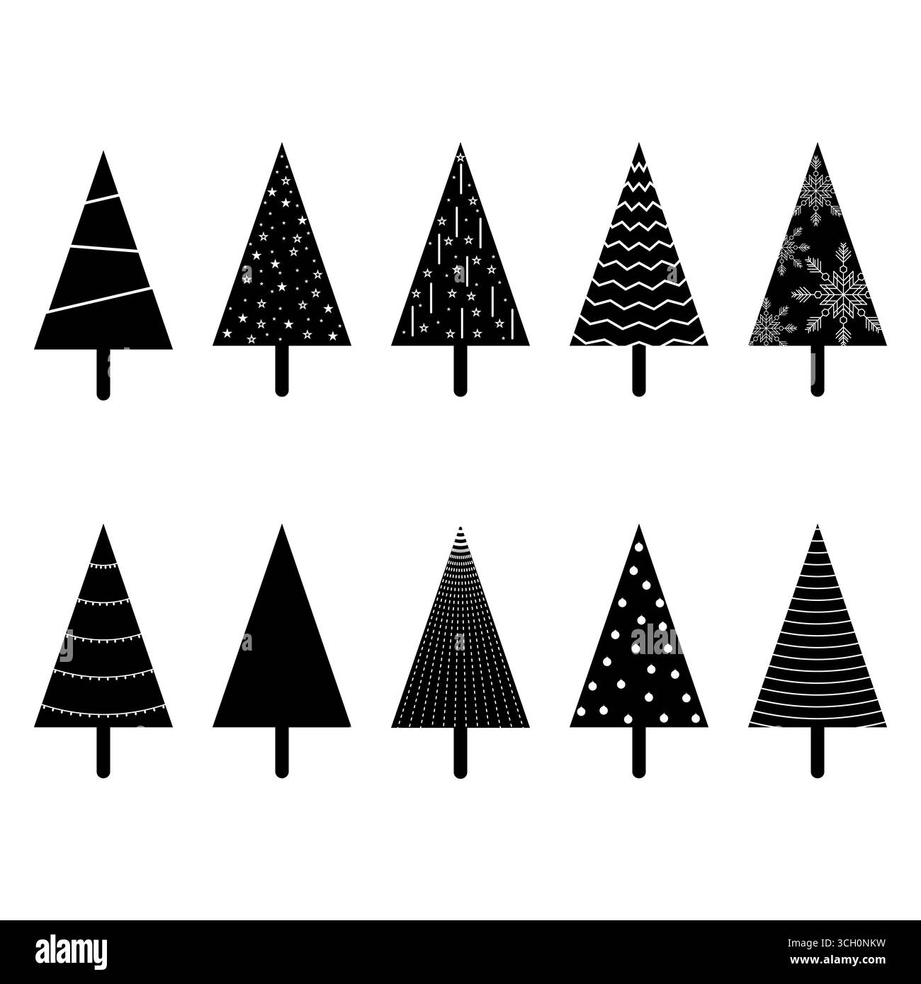 Collezione di alberi di Natale. Set di albero di Natale. Illustrazione vettoriale. Illustrazione Vettoriale