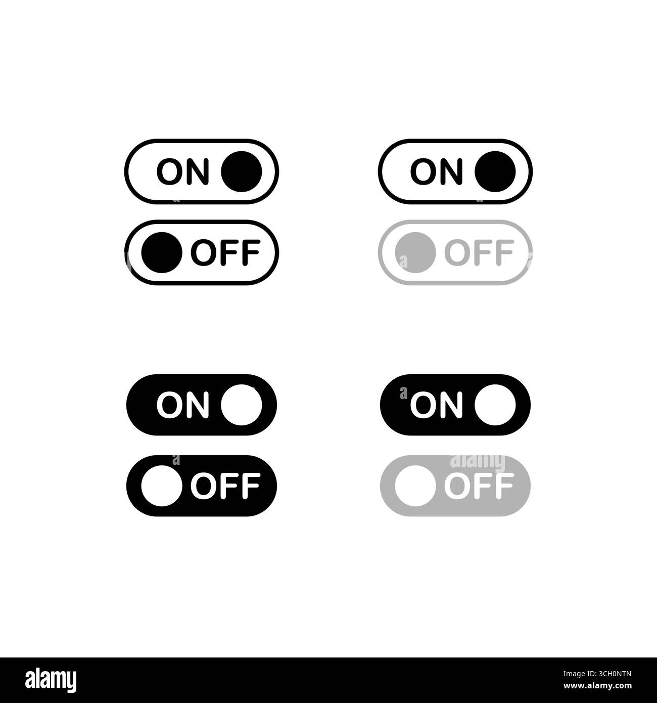 Icona pulsante On Off interruttore. Illustrazione vettoriale. Illustrazione Vettoriale