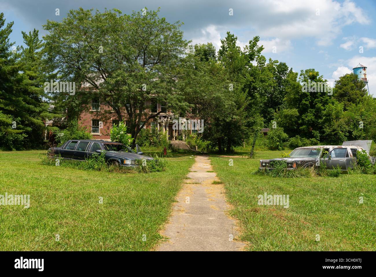 Esterno dell'Indiana State Sanitorium abbandonato a Rockville, Indiana, Stati Uniti. Foto Stock