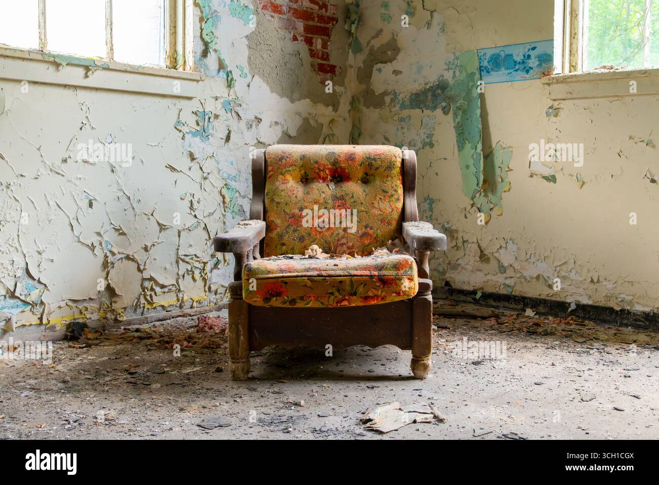 All'interno dell'Indiana State Sanitorium abbandonato a Rockville, Indiana, USA. Foto Stock