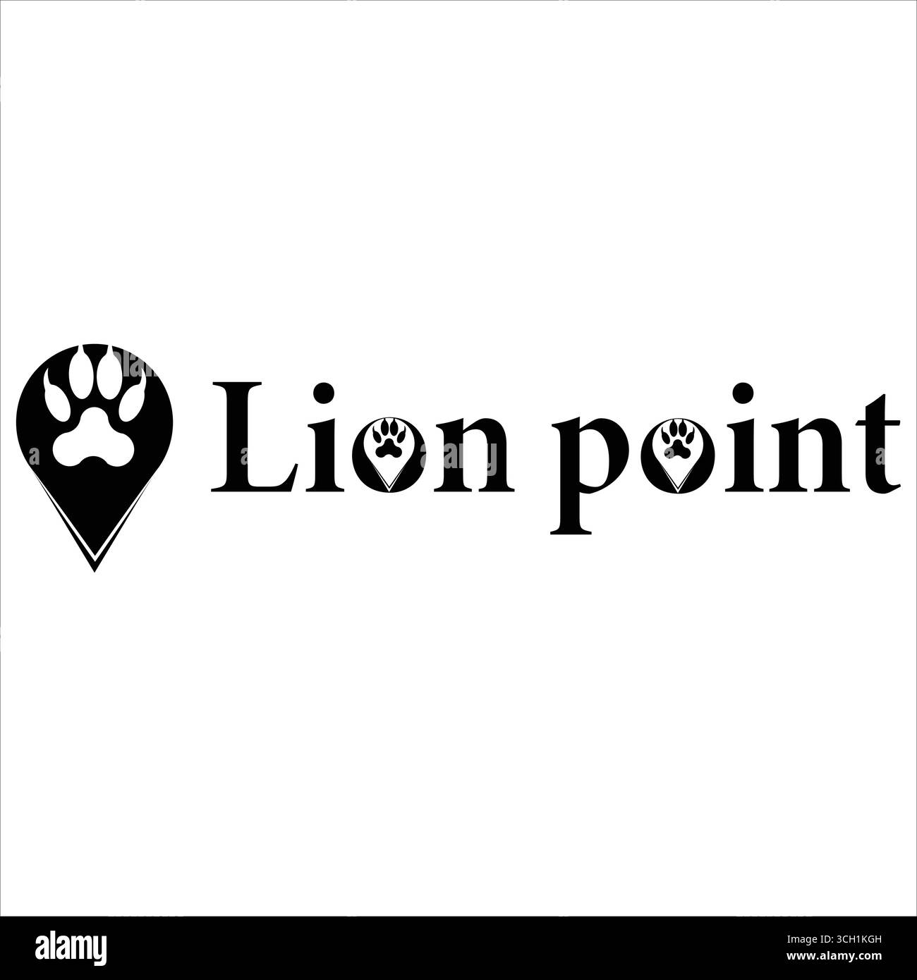 Audace logo Lion Point con spilla a forma di zampa, che unisce forza e navigazione a un elegante tema animale Illustrazione Vettoriale