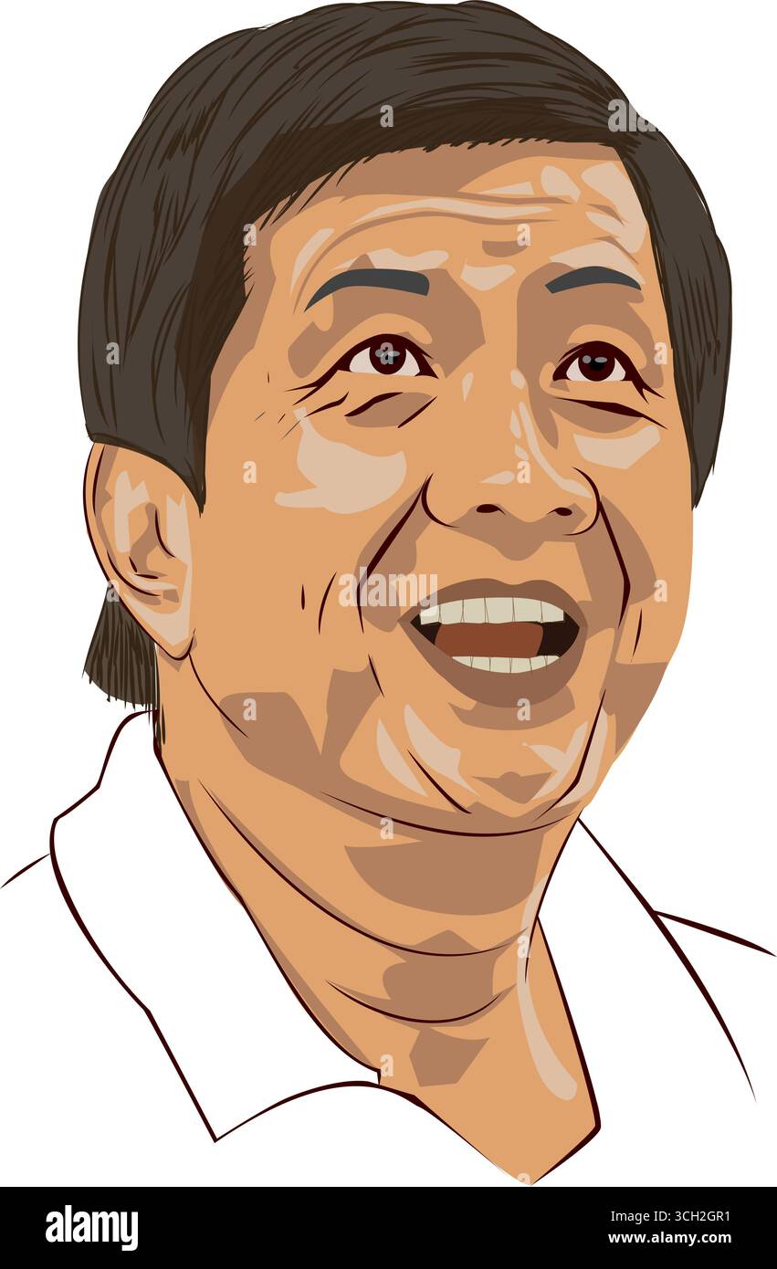 Rudy Hartono Portrait Vector Illustrazione Vettoriale