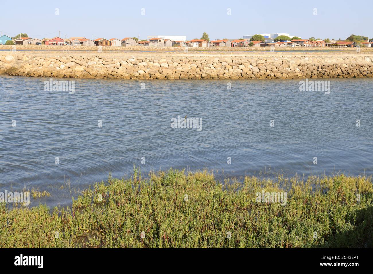 Porto di Larros a Gujan-Mestras, la capitale delle ostriche del bacino di Arcachon. Francia. Foto Stock