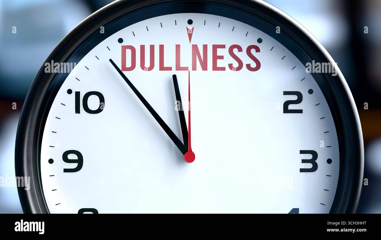Stupidità che accadrà presto. L'ingenuità in arrivo si avvicina nel prossimo futuro. Stupidità quasi qui, in breve tempo - un orologio simboleggia un Foto Stock
