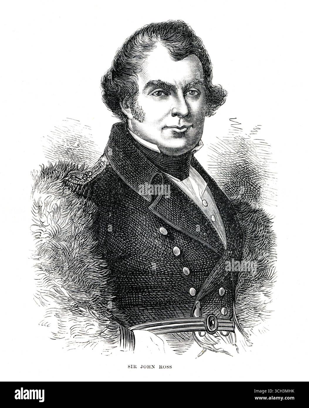 Ritratto inciso dell'ufficiale navale britannico ed esploratore John Ross 1777 - 1856 Foto Stock