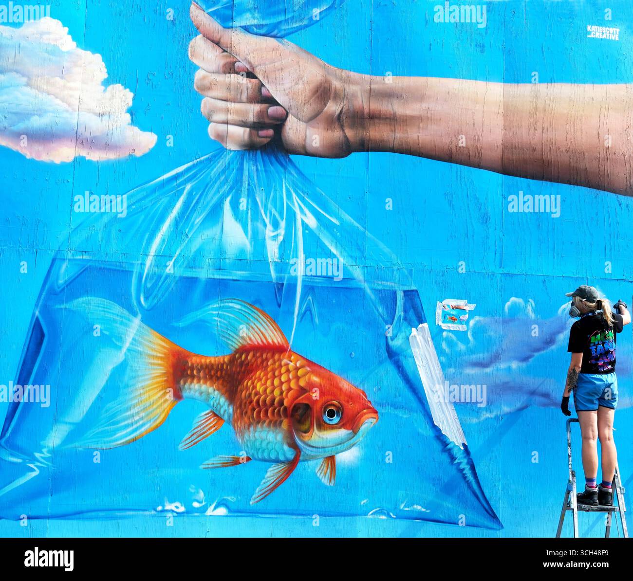 Southend, Regno Unito. 31 agosto 2025. Opera d'arte al Southend City Jam 2025. City Jam è un festival di Street art che si svolge ogni anno alla fine delle vacanze estive. Ogni anno ospita oltre 100 artisti di strada locali, nazionali e internazionali di talento, che trasformano un certo numero di mura permanenti e temporanee intorno al centro città e al lungomare. BensCapMedia/Alamy Live News Foto Stock