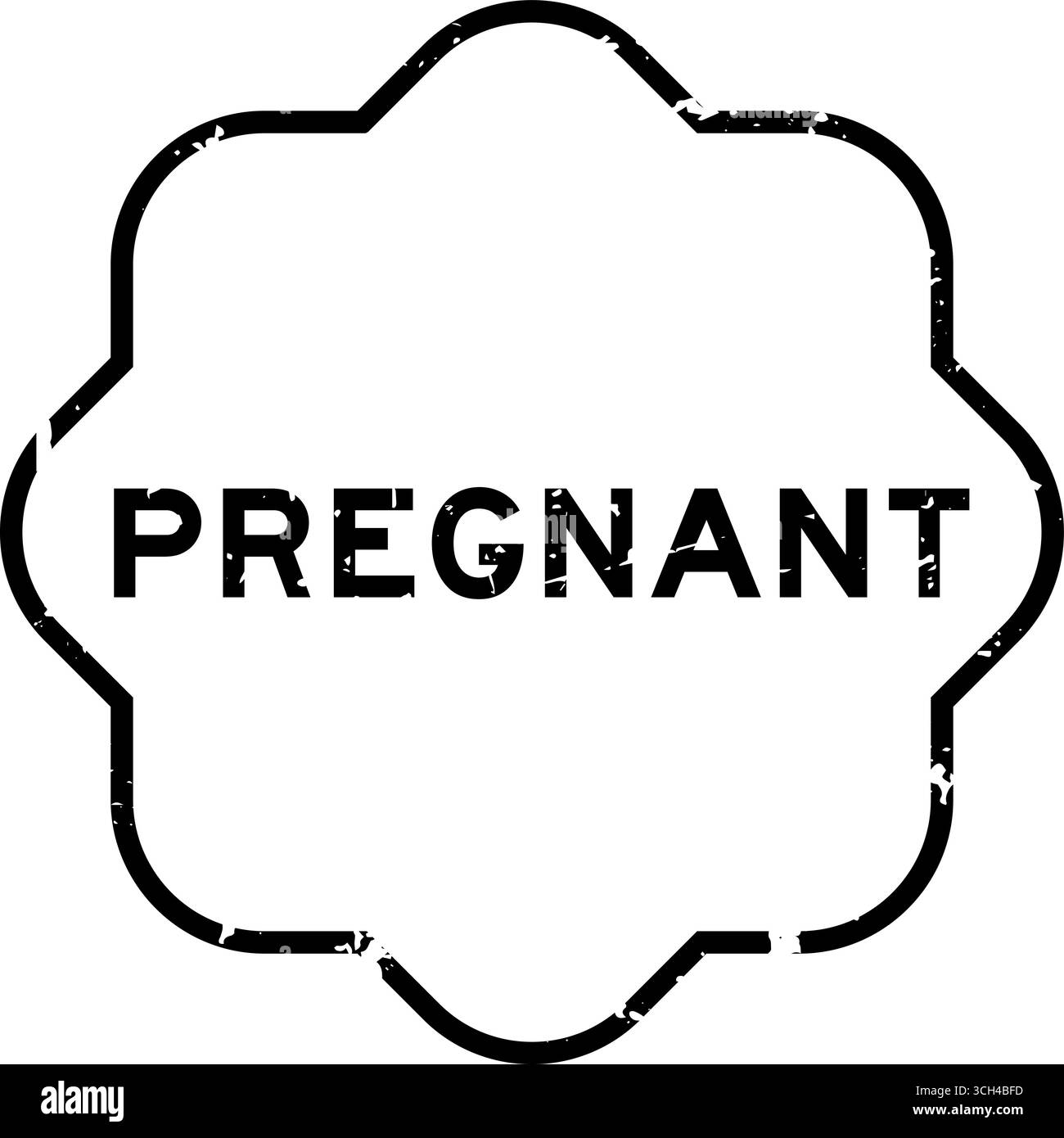 Grunge nero incinta parola quadrata guarnizione di gomma timbro su sfondo bianco Illustrazione Vettoriale