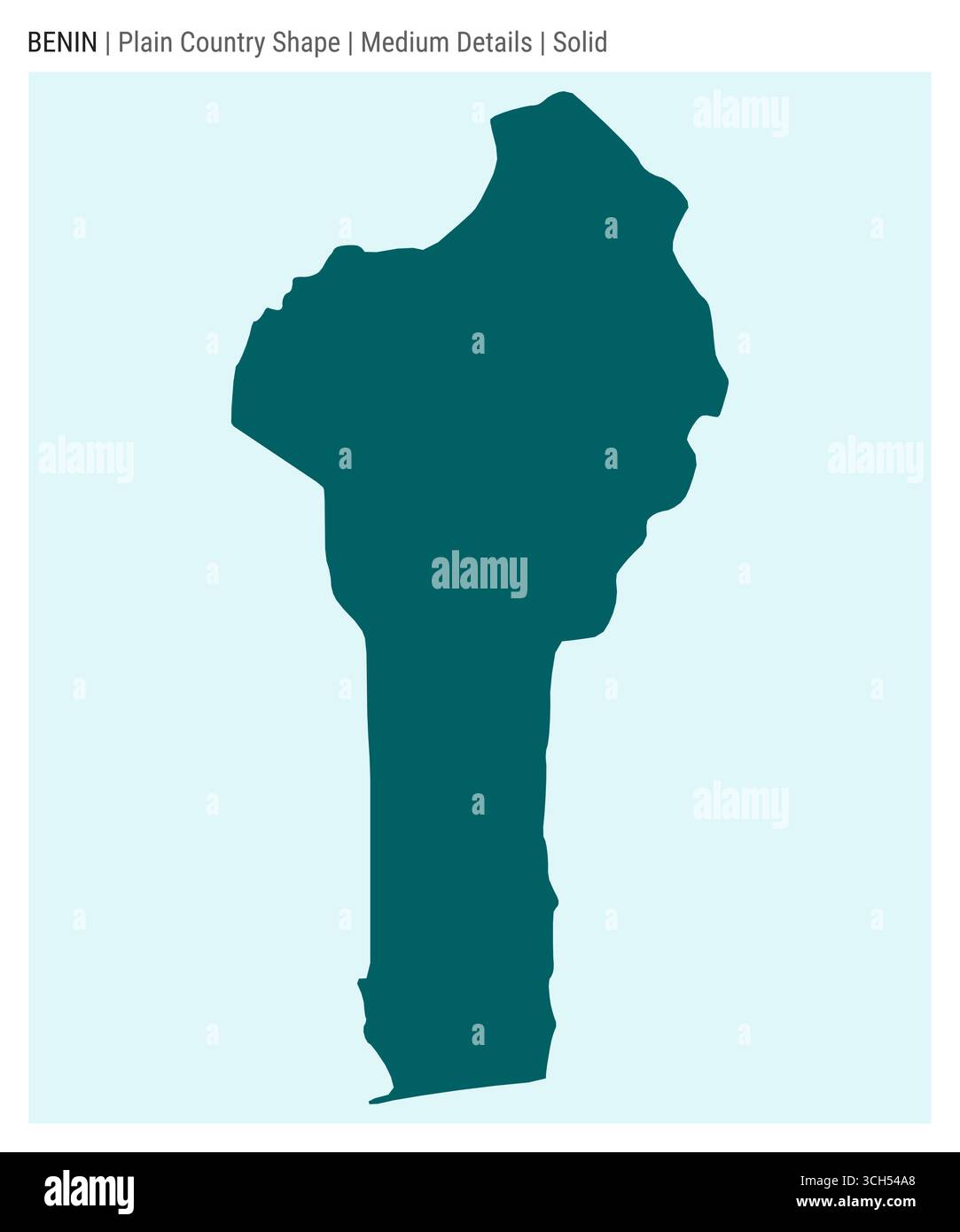 Mappa del paese della pianura del Benin. Dettagli medi. Stile solido. Forma del Benin. Illustrazione vettoriale. Illustrazione Vettoriale