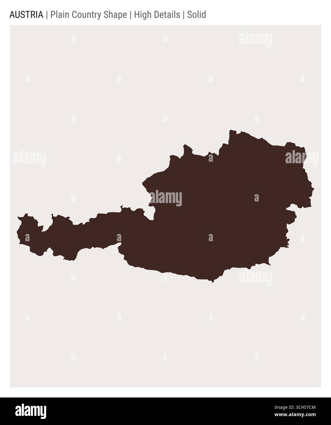 Mappa della pianura austriaca. Dettagli alti. Stile solido. Forma dell'Austria. Illustrazione vettoriale. Illustrazione Vettoriale