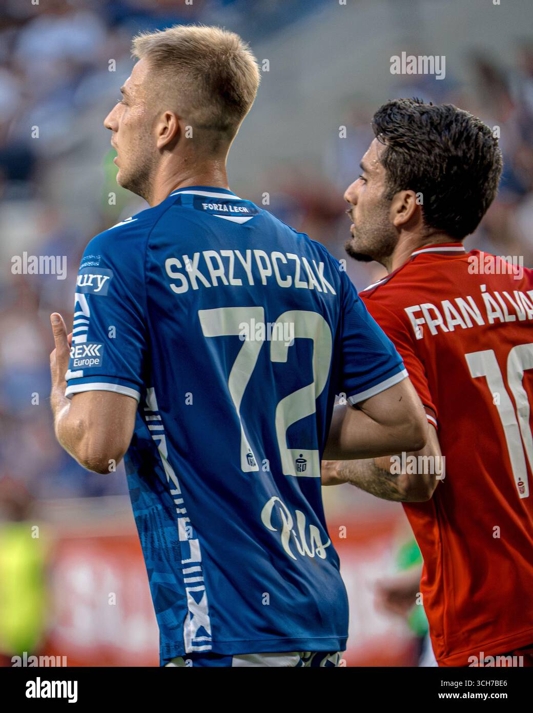 31 agosto 2025, Poznan, Polonia - Mateusz Skrzypczak di Lech Poznań in azione durante il PKO Ekstraklasa match tra Lech Poznań e Widzew Łódź. Foto Stock