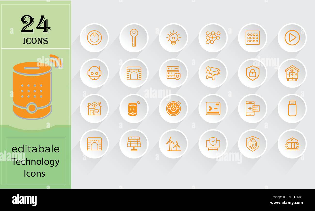 Un set diversificato di 24 icone semplici e pulite, ideali per interfacce digitali, app e siti Web, con una varietà di simboli comuni. Illustrazione Vettoriale