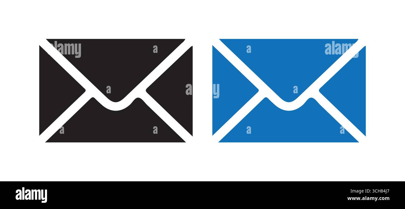 Set di icone inviluppo di posta – simbolo e-mail in stile solido e contorno per la progettazione di comunicazioni e messaggi Illustrazione Vettoriale