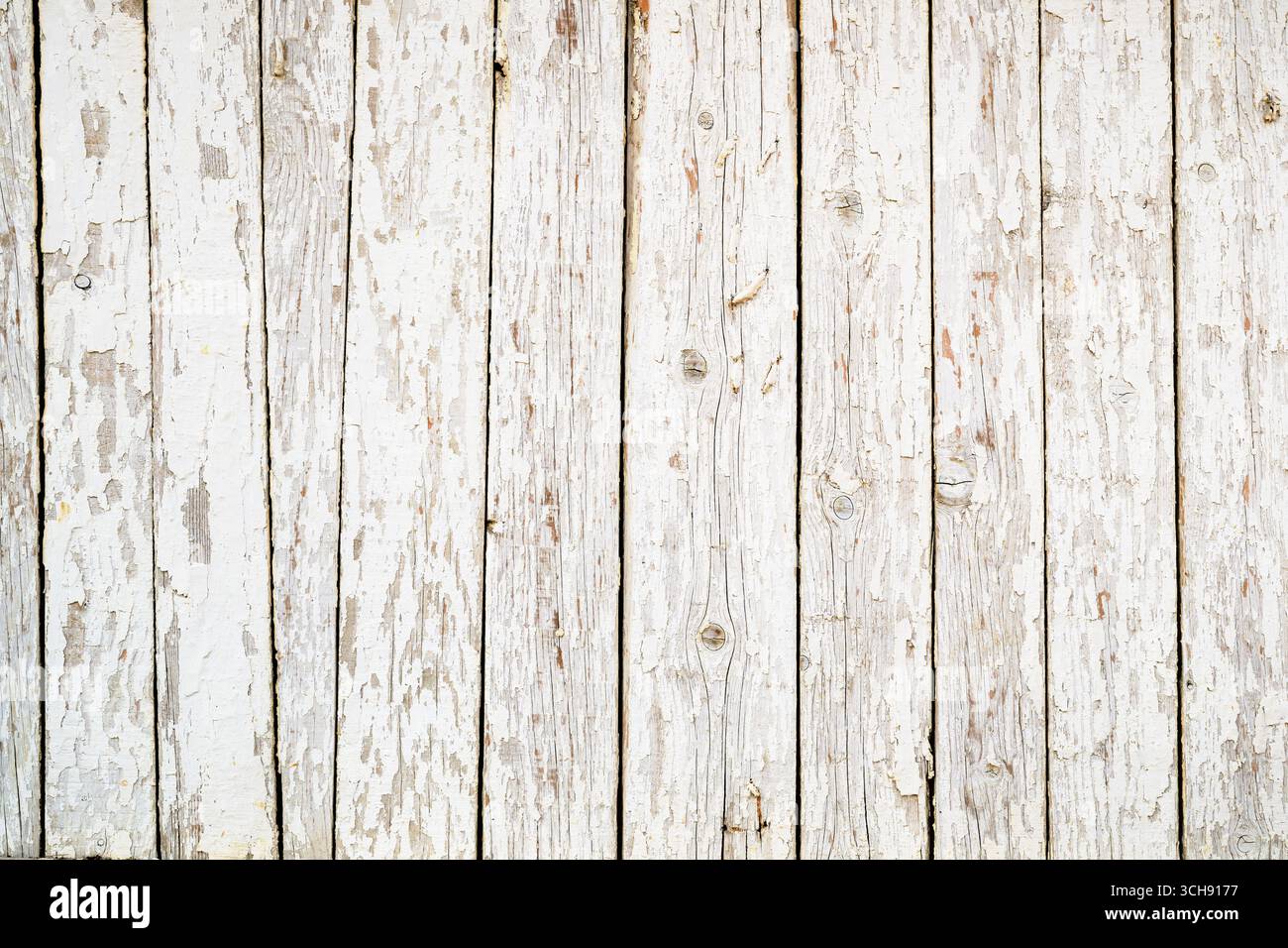 Tavole di legno bianco usurato come sfondo Foto Stock