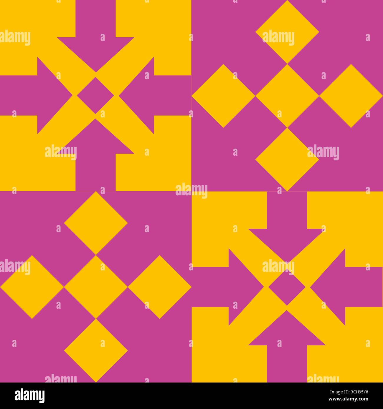 Illustrazione a mosaico puzzle visivo, test IQ dell'illustrazione ottica, frecce di interblocco, progettazione vettoriale a due colori Illustrazione Vettoriale