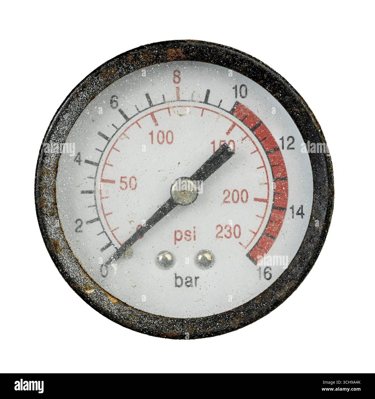 manometro arrugginito sfondo trasparente isolato Foto Stock