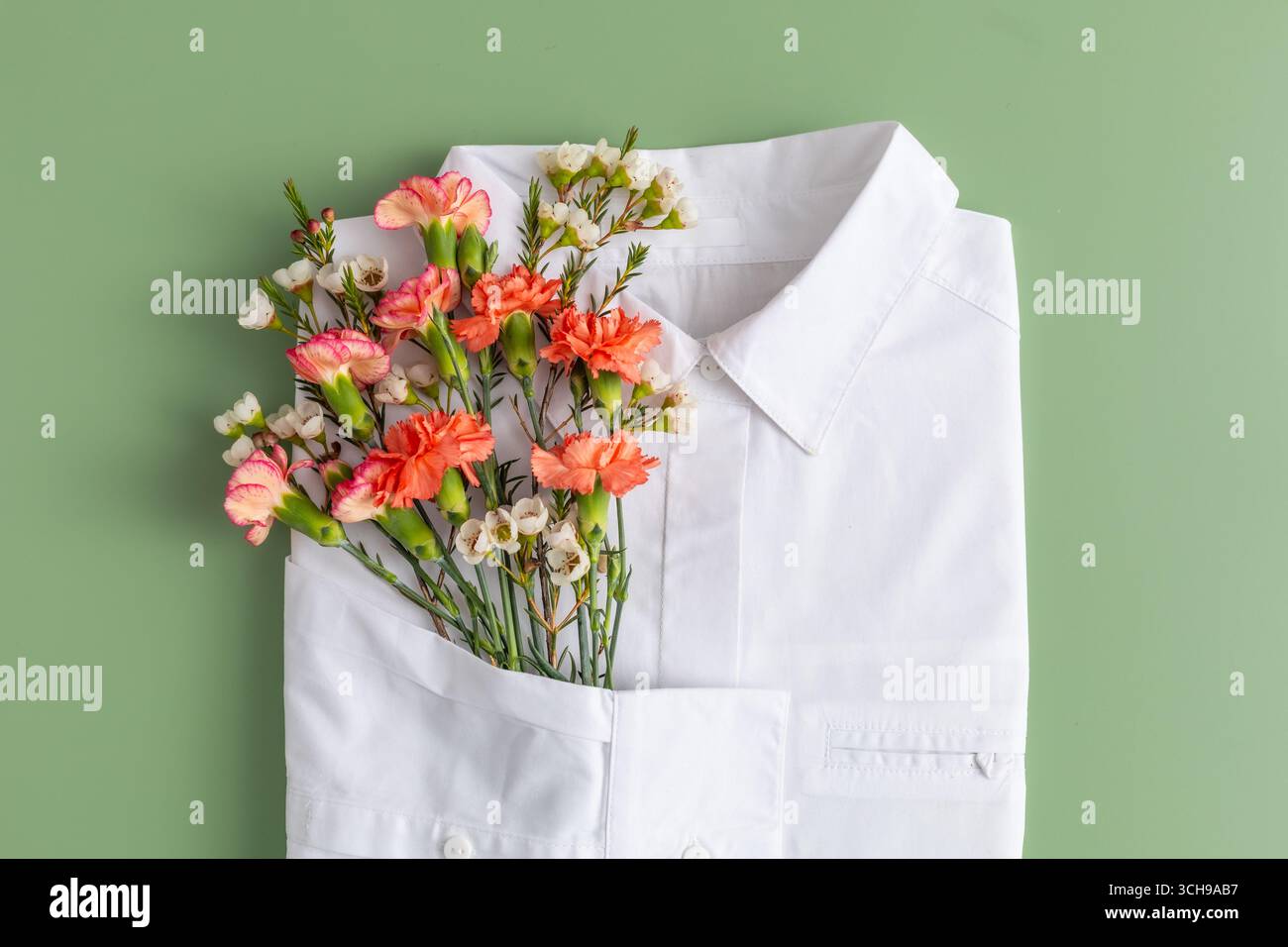 Stile eco-compatibile con fiori e vestiti Foto Stock