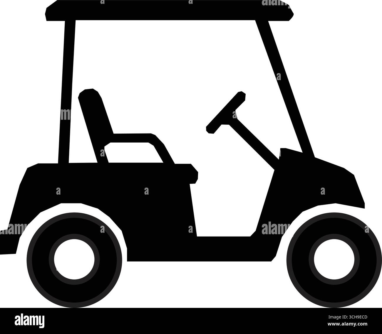 vettoriale di silhouette di una golf car, icona di una golf car. su sfondo bianco. Illustrazione Vettoriale