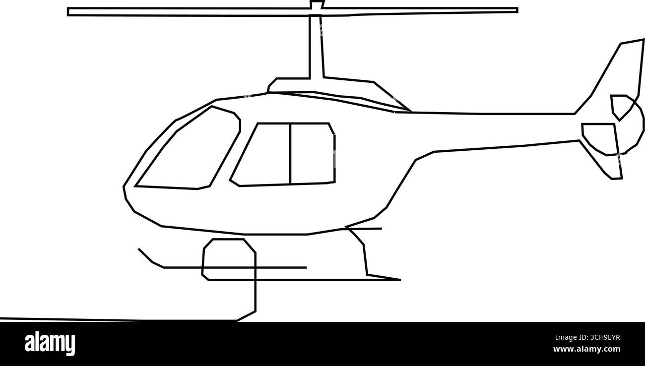 Elicottero a una linea continua disegnando un design minimalista. Illustrazione Vettoriale
