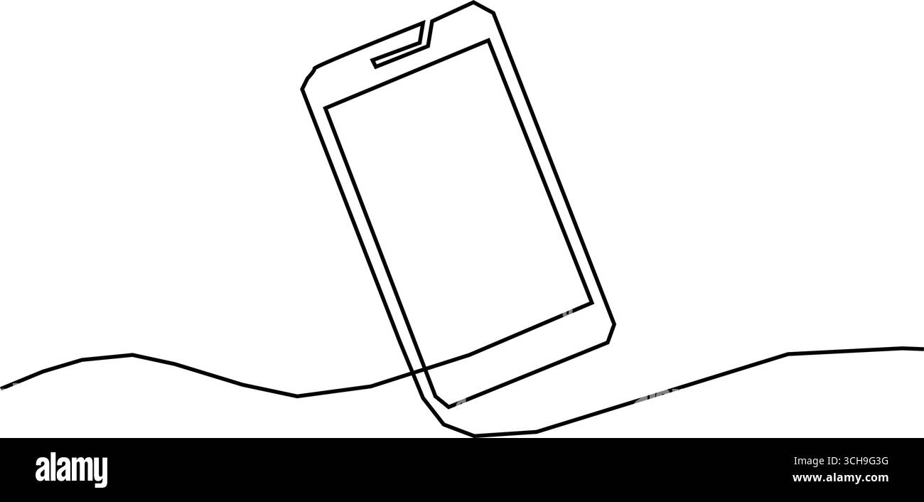 Disegno continuo dello smartphone. Telefono cellulare, telefono cellulare. Disegno di una linea. Art. A riga singola. Illustrazione vettoriale. Illustrazione Vettoriale