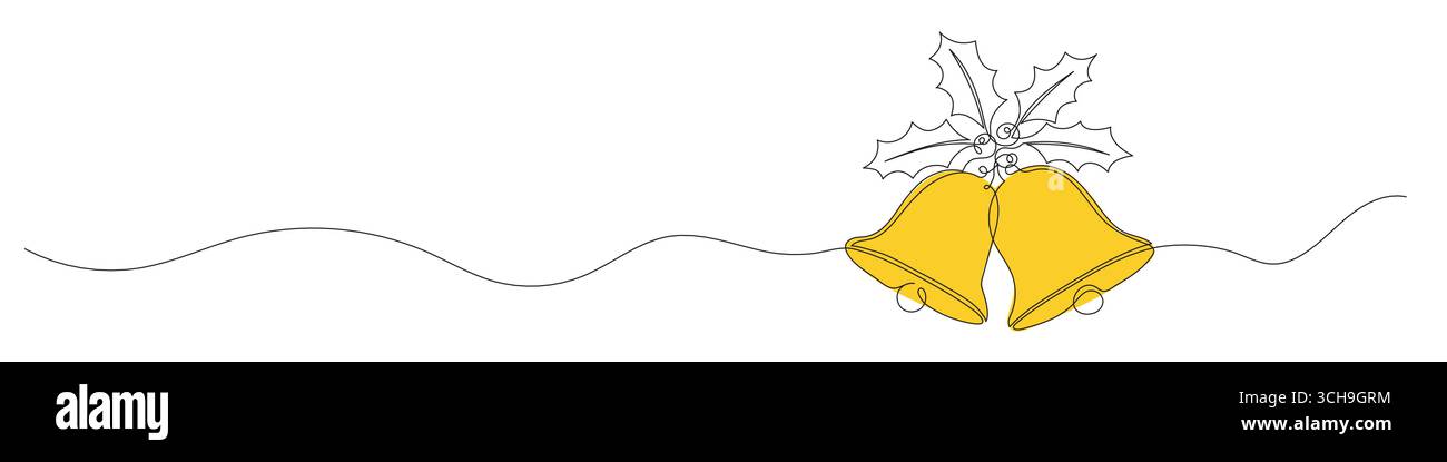 Campanello di Natale in un unico stile di linea modificabile. Illustrazione vettoriale Illustrazione Vettoriale