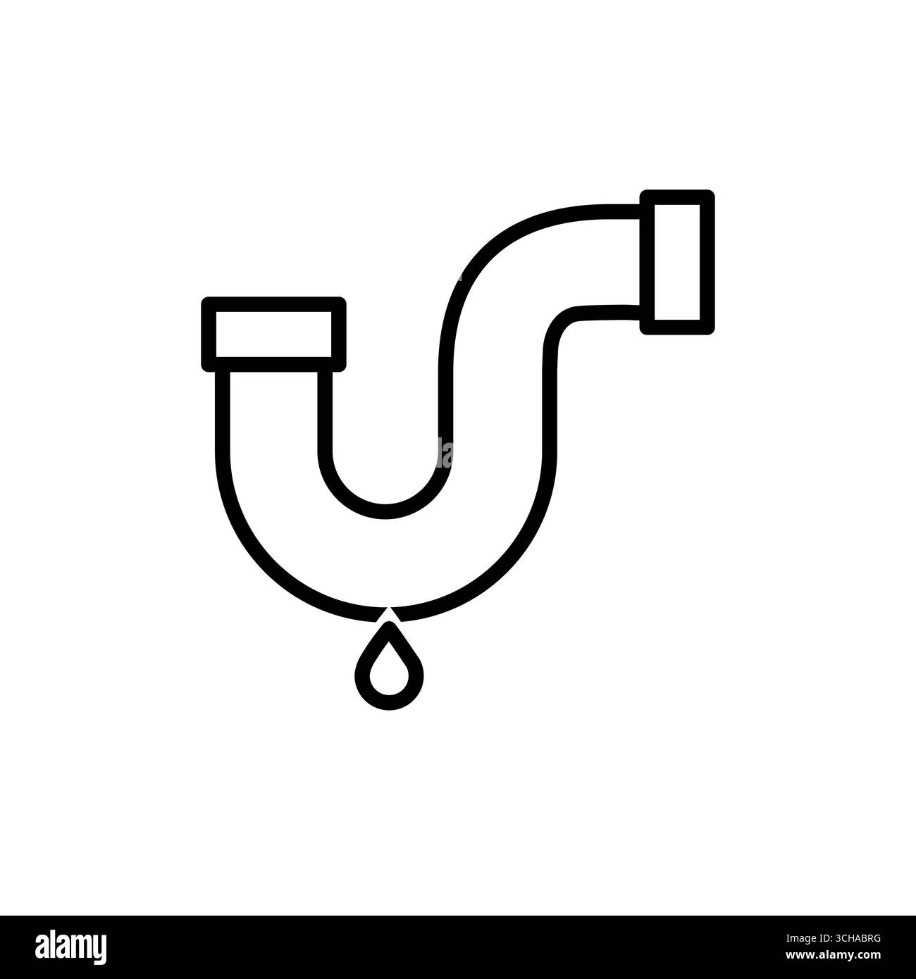 Tubo fuoriuscito. Tubo danneggiato. l'acqua fluisce dai tubi di ferro. L'acqua gocciola come goccioline da perdite. Fissare il tubo, icona idraulico immagine vettoriale piatta isola Illustrazione Vettoriale