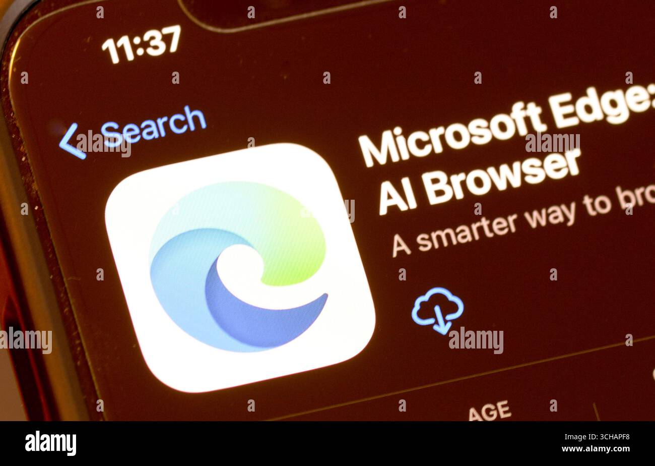 Applicazione browser Internet Microsoft Edge nell'Apple App Store Foto Stock
