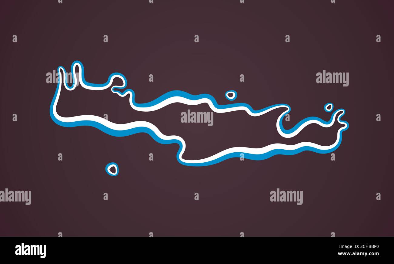 Mappa di Creta contrassegnata con nastro a colori dalla bandiera greca. Illustrazione Vettoriale
