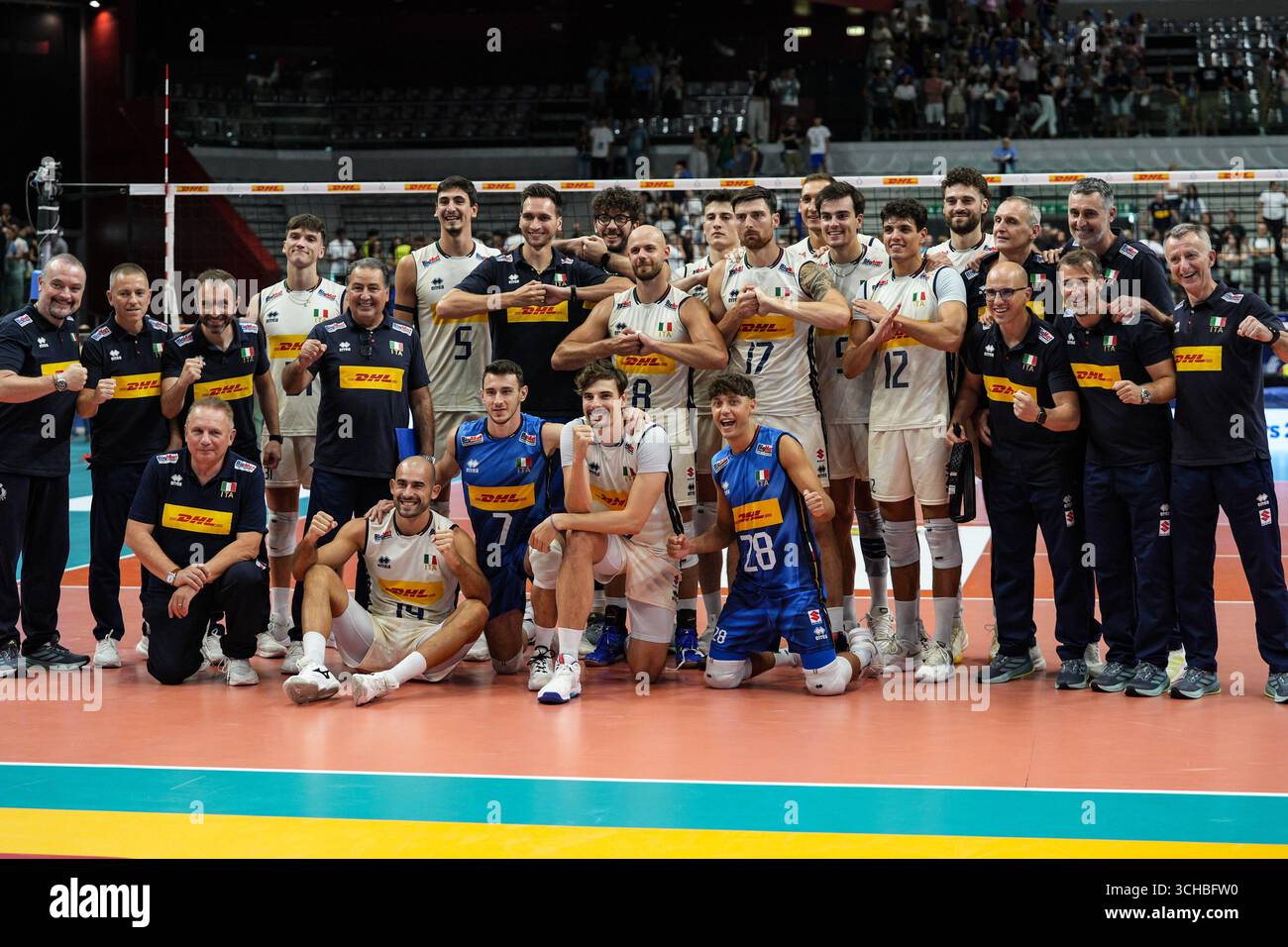 Torino, Italia. 1 settembre 2025. Schierare la squadra di pallavolo maschile italiana durante la Coppa FIPAV maschile 2025 - Italia vs Olanda, partita internazionale di pallavolo a Torino, Italia, agosto 31 2025 crediti: Agenzia fotografica indipendente/Alamy Live News Foto Stock