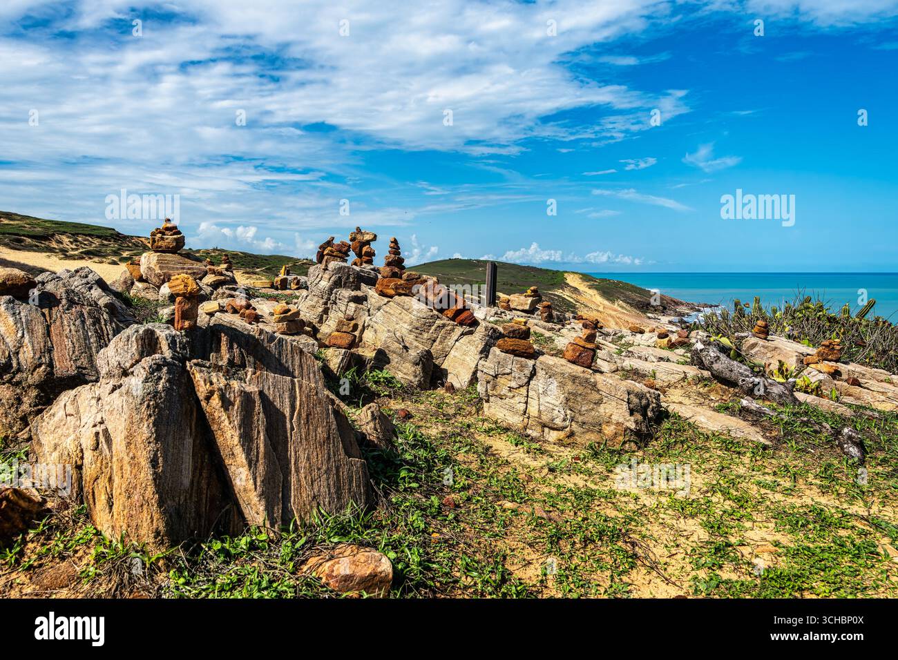 Percorso lungo la costa e le spiagge da Jericoacoara a Pedra Furada, nello stato brasiliano di Ceara. Foto Stock