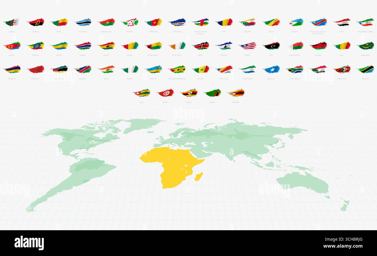 Bandiere africane d'epoca con texture e moto ondulato. Illustrazione Vettoriale